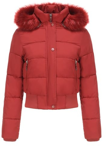 Generisch Veste en duvet pour femme légère de randonnée avec capuche amovible - Manteau en duvet pour femme chaud courte veste matelassée épaisse Veste d’hiver avec fermeture éclair Veste de