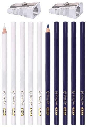MYGLOAR 12PCS craies de tailleur et couteau à craie, craies de tailleur, kit de couture, craie de couture, craie de tissu, stylos de couture, marqueur de tissu pour notes de couture, travaux manuels