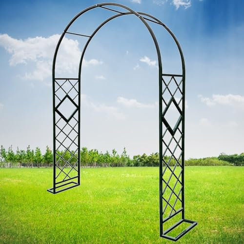 Grande arche de jardin en acier vert pour plantes grimpantes, extérieur, intérieur, pelouse, terrasse, jardin, tonnelle de mariage, structure stable, idéale pour les roses, 300 x 230 cm