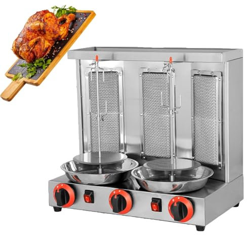 Asador Shawarma eléctrico universal - Asador vertical Gyro de carne para cocinas domésticas y comerciales - Ajuste de temperatura 50-350 ℃,Silver