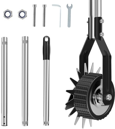 LuLobtg Lawn Edger Side Wheel Rotary Edger Manual Lawn Grass Edging Tool Garden Edger Tool Handheld Grass Trimmer Sidewalk Rotary Shear for Garden Lawn(1.2m Handle)