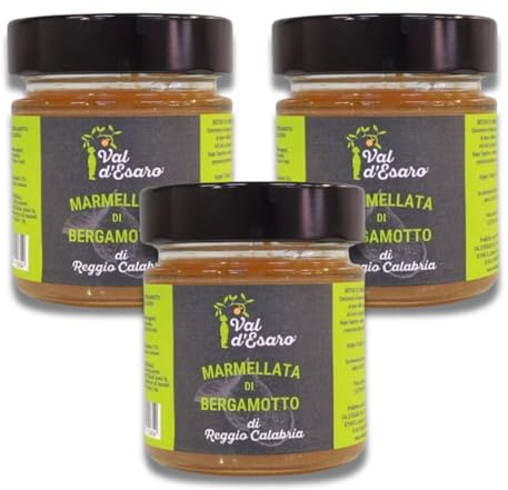 Marmellata di Bergamotto di Reggio Calabria - 3 vasi da 230g - Senza Conservanti né Pectina - Gusto Autentico e Naturale - Prodotto Artigianale - Val D'Esaro