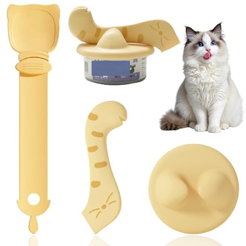 2 pièces Cuillères À Friandises Liquides Pour Chats avec 1 Universels en Silicone pour Boîtes de Conserve, Pour Chats Adaptées Au Délicieux Poulet Agneau Saumon Thon Kéfir Et Yaourt