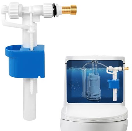 Valvola di riempimento universale per cassetta di risciacquo G3/8 e attacco G1/2, in ottone, ricambio per cassette di risciacquo, quantità di acqua regolabile per cassette di risciacquo profonde o