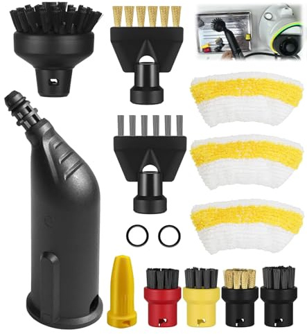 ZHEHNSA 14 pezzi per pulitore a vapore accessori Karcher SC1 SC3 SC5 SC4 SC2, set di pezzi di ricambio per ugello manuale, con ugello allungato, ugello curvo, spazzola rotonda, ugello a lancia