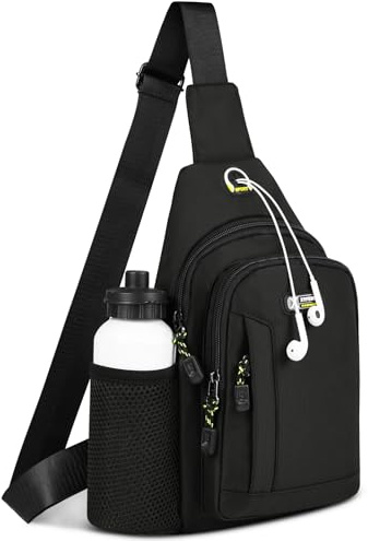 HOTUT Schultertasche Brusttasche,Klein Wasserfest Crossbody Umhängetasche,Handtasche Herren mit Seitliche Netztaschen,Leichte Sling Bag für Outdoor-Sportarten Reise Radfahren