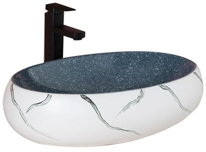 Durevole Lavabo ovale da appoggio for bagno in ceramica ad alta temperatura ispessita Nordic Art Facile da installare