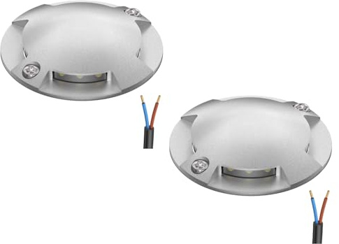 ledscom.de 2x LED Bodenleuchte, Wegmarkierung RUNDA für außen, IP67, 4-flammig, aluminium, rund, 70mm Ø, warmweiß