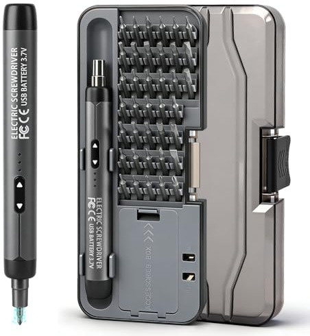 Mini Elektro Schraubendreher Set, Präzisions Elektrischer Schraubendreher | 46 in 1 Mini Elektrischer Schraubendreher mit 36 Magnetischen Bits für Reparatur von Telefon Uhr Kamera, Geschenke für Männer