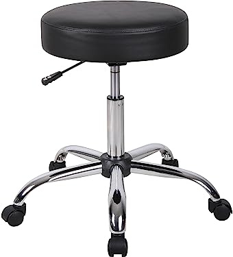 Boss Office Products Antimicrobial Vinyl Medical Spa Stool in Black