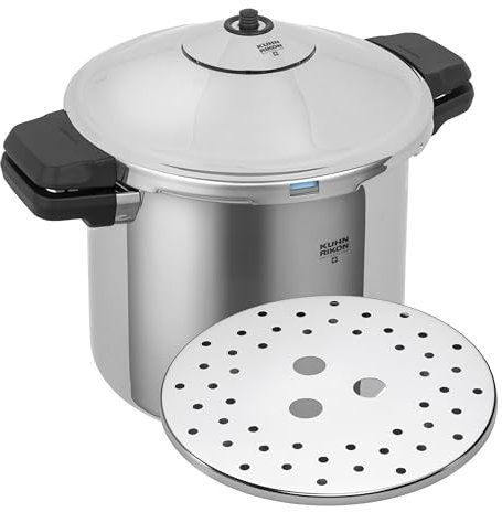 Kuhn Rikon Duromatic Inox, Olla a Presión Super Rápida con Asas 8 L. 24 Cm, Olla Express Apta para Inducción, Fondo Superthermic para una Óptima Distribucion del Calor, Acero Inoxidable 18/10