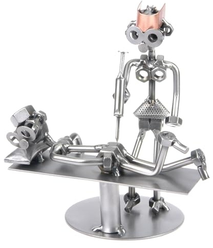 metalman24 Schraubenmännchen Krankenschwester - Handarbeit Geschenkidee Metallfigur Metallmännchen Stahlfigur Schraubenmännle - Deko für Büro & Zuhause
