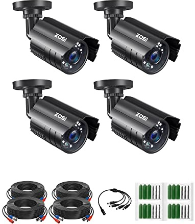 ZOSI 4PK 1920TVL 1080P Security Camera 3.6mm Lens 2MP CCTV Camera Home Security Day Night Waterproof Camera for 1080P/5MP/4K HD-TVI Analog DVR System