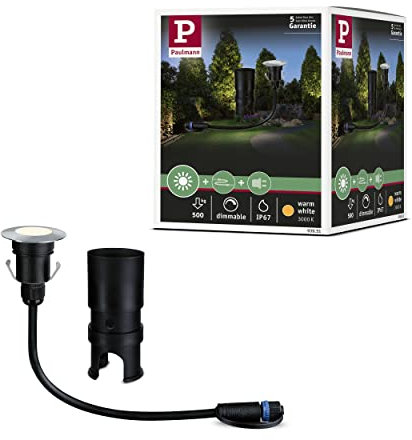 Paulmann 93951 Outdoor Plug&Shine Encastrés Sol LED 2,5W, IP65, 3000K, 24V, 55 mm, Argent Acier inoxydable, Plastique
