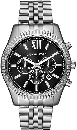 Michael Kors Montre Lexington pour Hommes, 44mm Mouvement chronographe à Quartz avec Bracelet en Acier Inoxydable
