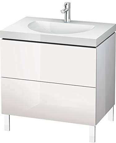 Duravit L-Cube Meuble Lave-Mains c-collée avec Base Murale, 100x48 cm, 1 tiroir, sans trop-Plein, sans Trou de Robinet, Coloris: Laque Brillante Blanche - LC6918N8585