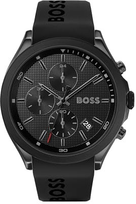 BOSS Chronograph Quartz Watch for Men Velocity Collection with Black Silicone Bracelet - 1513720