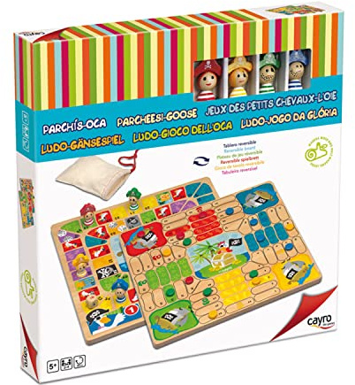 Cayro - Parchis and Goose - + 5 Years - Pirates Model - Double Board Game for Children and Adults - Reversible Board and Wooden Pieces - 2 to 4 Players
