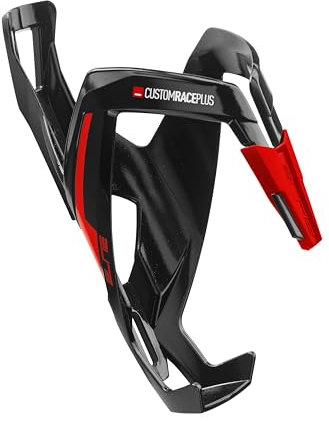 Elite Custom Race Plus Portabidón Negro Brillante Gráfico Rojo – Ligero Resistente – Bicicleta Carretera MTB Gravel E-Bike – Portabidon Ciclismo Universal