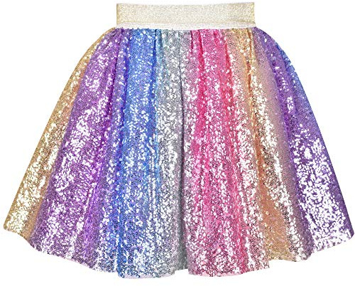 Sunny Fashion Ragazze Gonna Arcobaleno Unicorno Lustrino Scintillante Tutu Danza 2-3 Anni