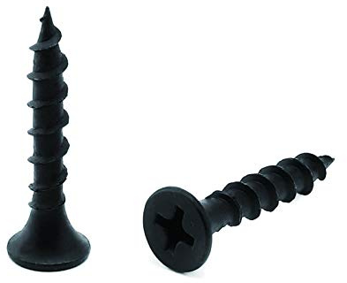 SG TZH Holzschrauben, 2,5 cm, Schwarz, phosphatiert, Edelstahl, Flachkopf, schnell selbstschneidende Schnellbauschrauben, 17,8 x 2,5 cm, 50 Stück