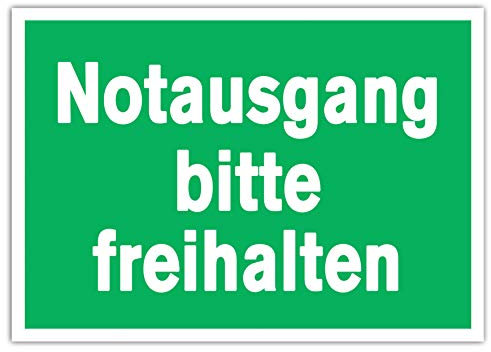 5 Stück Notausgang bitte freihalten Premium Aufkleber A4 Sticker 21 x 29,7 cm Rettungswegschild mit UV Schutz für Außenbereich Innenbereich