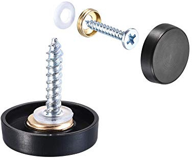 sourcing map Mirror Screws, 19mm/0.75, 4pcs Decorative Cap Fasteners Cover Nails, Wire Drawing, Black 304 Stainless Steel