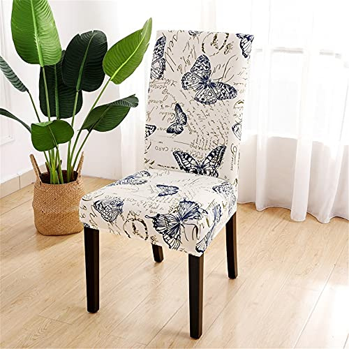 Highdi Stretch Stuhlhussen 1/4/6er 3D Modern Bedruckter Stuhlbezug, Universal Abnehmbare Waschbar Elastisch Stuhlüberzug für Esszimmer Hotel Party Deko (Vintage Schmetterling,6 Stück)