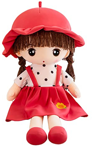 LICHENGTAI Stoffpuppe Babypuppe Püppchen mit Haar, Schöne Puppe Stoffpuppe Plüsch Stofftier Spielzeug Cartoon Deko Toy Geschenk Gift für Kinder Baby Mädchen Plüsch Spielzeug, 45cm