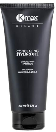 Kmax Hårgel med keratinfibrer Volumizing 200 ml, färggel för tunnare hår, hårgel för män och kvinnor - medium brun