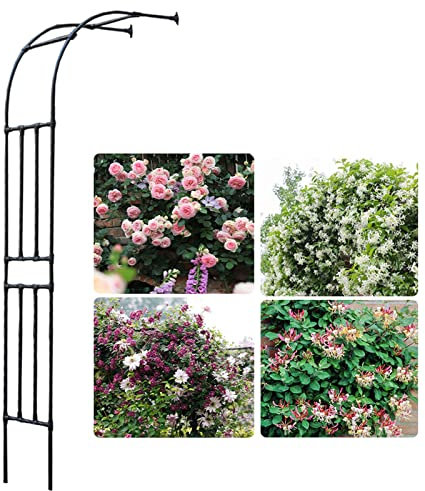 Garten Metall Torbogen Schwarz Weiß, Hochzeitsdekoration Im Freien Halbbogen, Kletterpflanzen Rankenbogen, B: 40cm, H: 240cm, L: 60cm, 90cm, 120cm, 150cm, 180cm, 220cm, 240cm