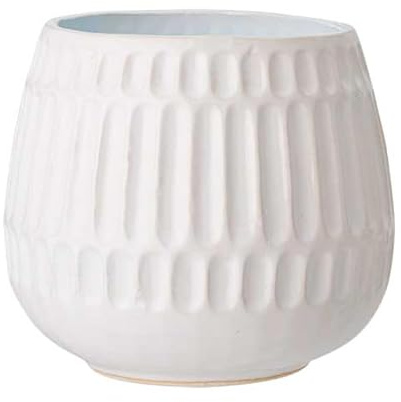 Nordring Pot de Fleur Riff - Pots de Fleurs décoratifs Couleur pour intérieur Style rétro créatif L (16,5 cm ø), Blanc, Céramique