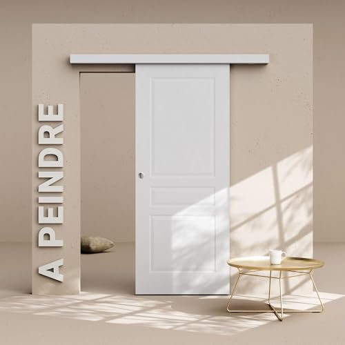 Porte Coulissante avec Rail - Prépeinte Paris 83 cm