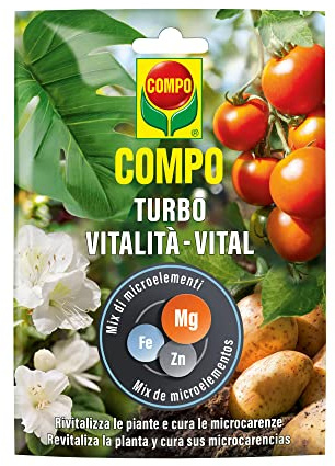 COMPO Turbo Vital, Revitalizante, Para todo tipo de plantas, Gránulos solubles, 20 g | Revitaliza plantas estresadas y debilitadas, refuerza sistema inmunológico y mejora absorción nutrientes