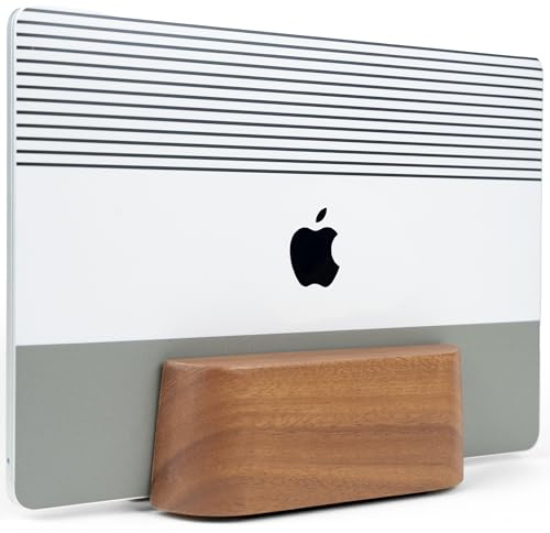COREMINDED Adjustable Vertical Laptop Stand for Desk, Wooden Laptop Holder, MacBook Pro Stand, Wood Mac Air Dock (Solid Walnut)