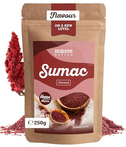 Sumach Gewürz Monte Nativo (250g) - Sumak gemahlen - aromatisch | Türkische Gewürze - Schonend getrocknete und aromatische Gewürze ideal zum Kochen und Würzen - Intesives Geschmack