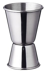 EXBERT Misurino per cocktail, in acciaio inox, scala integrata, misurino per cocktail, doppio misurino per liquori, professionale, adatto per baristi e appartamenti (5-50 ml C)