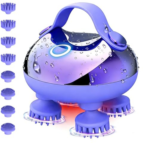 Viuyougor Scalp Massager Electric, Portable Scalp Massager Tool, Waterproof Head Massage Stress Relax, Hair Massagers with 3 Speed Modes & 8 Massage Claws