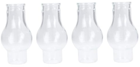 UKCOCO 4 Stück Lampenschirm transparenter Glasschirm leichtes Glas Laterne Kerzenhalter