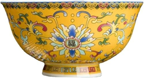 Bol en céramique, bol à soupe, bol à riz en porcelaine de style palais ancien chinois, bol à bouillie, bol à soupe15,6 cm 6,14 pouces couleur émail petit bol en os de Chine, bol impérial chinois en cé