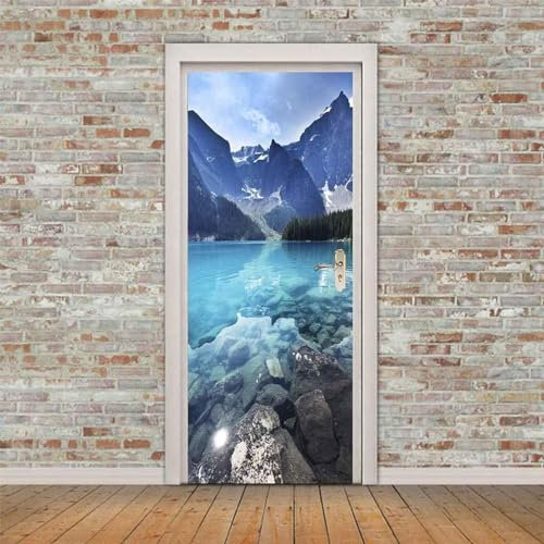 3D See, Schnee, Berg, Dschungel 95 X 210 Cm Türtapete Selbstklebend Tür Poster Vinyl Entfernbar Türaufkleber Aufkleber Zuhause Dekor - Kinderzimmer Wohnzimmer Küche Schlafzimmer Tür Fotos -9E9N3E2G1Z8