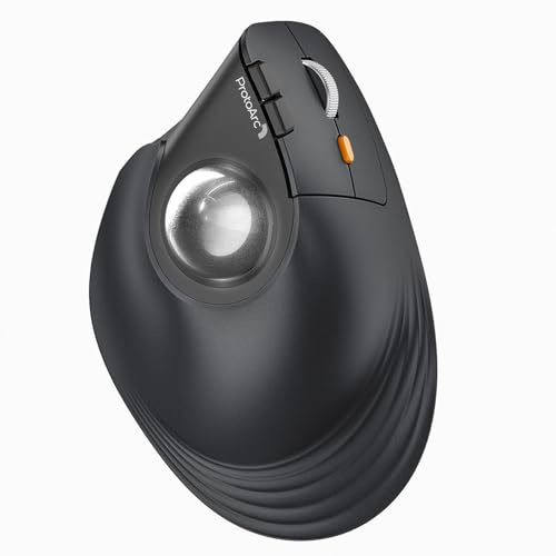 ProtoArc EM05 NL - Ratón inalámbrico vertical con Bluetooth, ergonómico, recargable, para computadora portátil, conexión de 3 dispositivos, compatible con iPad, Mac, Windows, PC, color plateado