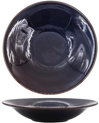 HSHTTKL Insalatiera in Ceramica Nera Piatto da Dessert Nordico Ciotola per Ramen Rotonda Semplice Ciotola da Cucina per Frutta/Verdura/Pasta