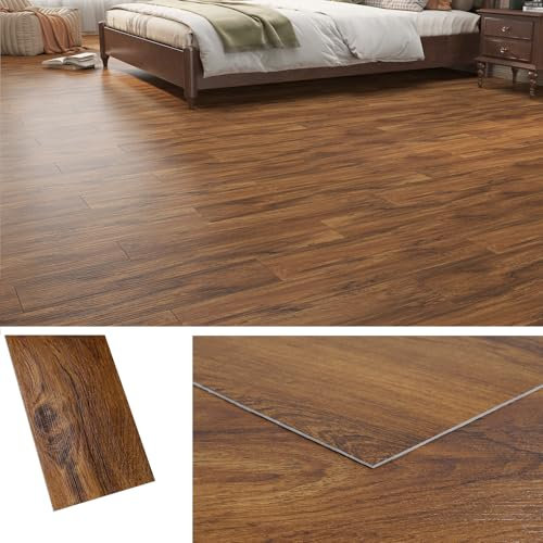 Livelynine Pavimento Adesivo Bagno Effetto Legno Noce 90x15CM Pavimento PVC Adesivo Vinile Legno Naturale 36-Pezzi Lavabile Piastrelle Adesive Pavimento Cucina Bagno Mattonelle Adesive Pavimento