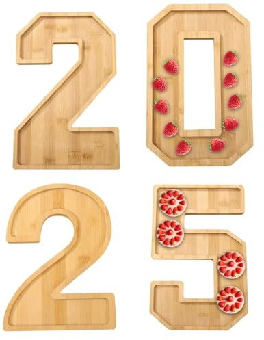 Plateau de charcuterie 2025 – Planche de charcuterie numérotée, planches de lettres et de chiffres à remplir | Améliorez l'affichage des aliments en bois, présentoir de friandises pour aliments, bonbo