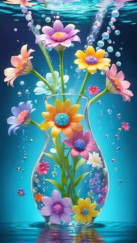 ARTGOTO Diamond Painting Erwachsene 40x70cm Blumen in Vase Unterwasser