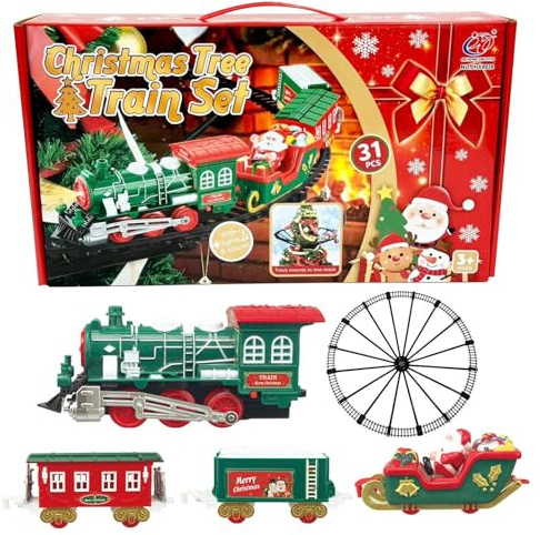 Música de Tren de árbol de Navidad, Juegos de Trenes de Navidad para Alrededor del árbol | Tren de Juguete con luz - Trenes Modelo para niños pequeños para niños de 4, 5, 6 y 7 años o más