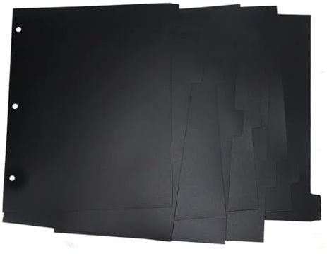 ZAAWUUT Leere 3-Ringbuch-Trennblätter in 8 Registern, Kunststoff, A4, beschreibbare Trennblätter für Notizbücher und Ordner, 3 Lochstanzer für Schule, Büro, Zuhause (schwarz, A4, 8-Blatt)