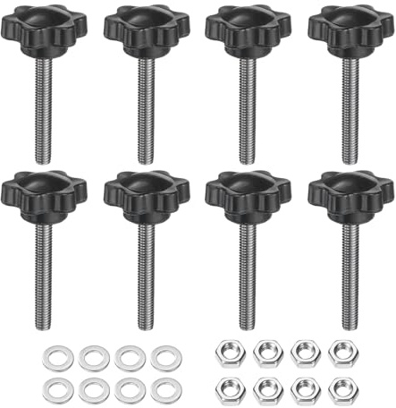 QUARKZMAN 8 Stück Rändelschraube Sterngriffmutter M5 x 30mm Metrisch 304 Edelstahl männliches Gewinde 25mm Rändelmutter 6-Stern Kunststoff Gewindestift Handknöpfe Griffe Daumenschrauben