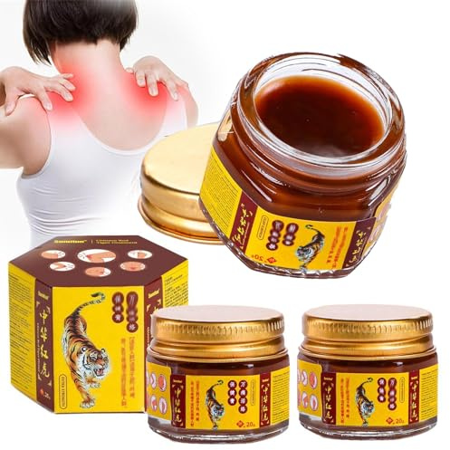 3 uds. * 20 g de crema china de tigre rojo,alivio temporal de dolores y molestias musculares menores, crema para masajes para aliviar el dolor, para brazo, cintura, espalda